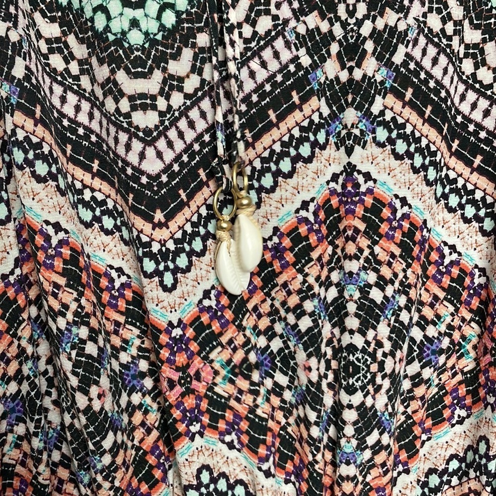 Seafolly Australia Women’s Indian Summer Split Neck Tassel Mini Dress Size S - Picture 3 of 9